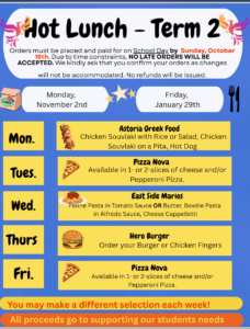 Hot Lunch Term 2 – Now Open